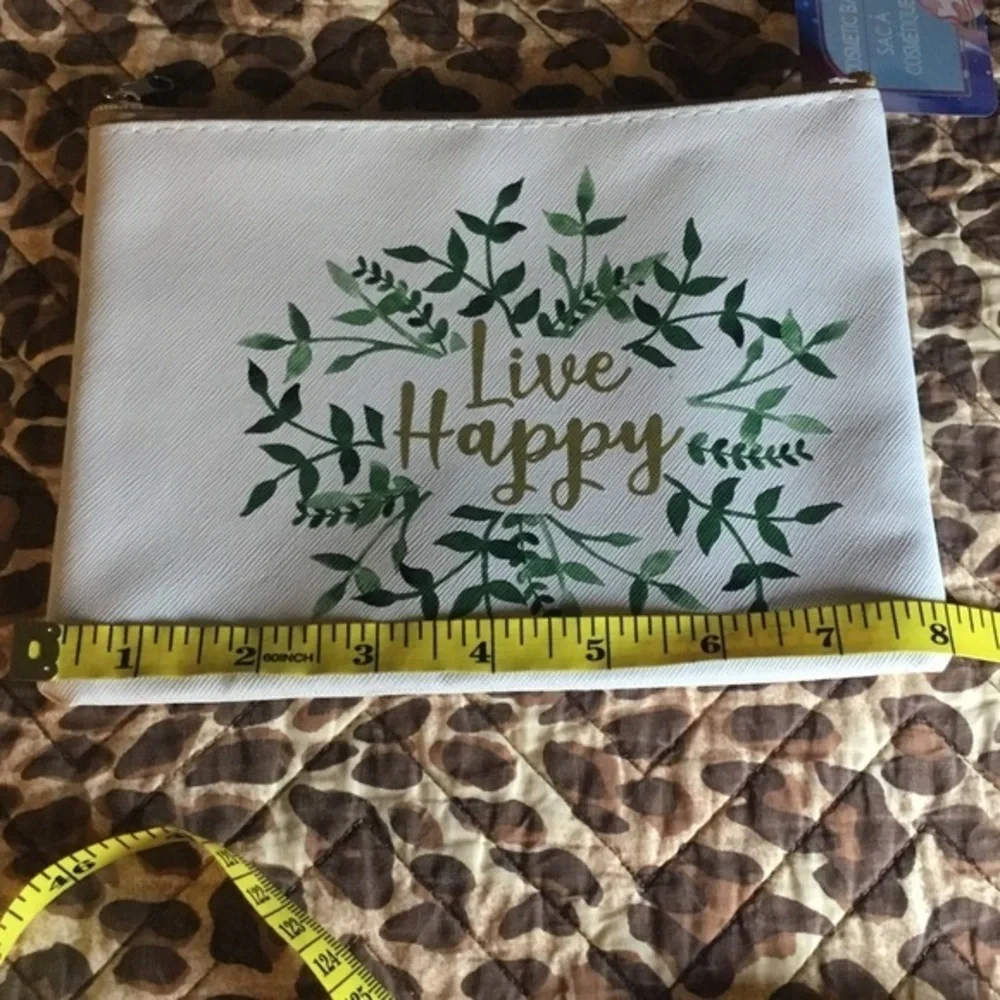 LIVE HAPPY Cosmetic Case Bag Positive Saying